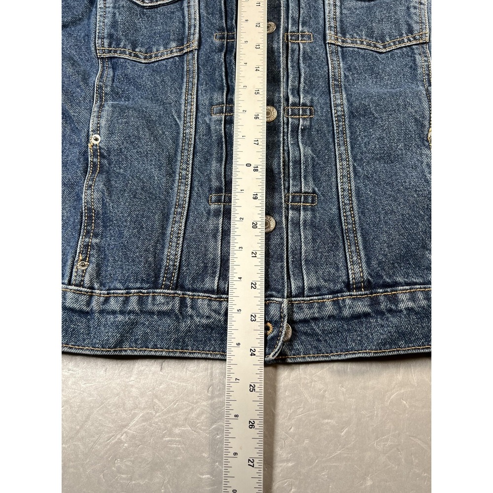 Old Navy Jacket Mens Large Blue Denim Trucker Button Front Pockets Casual - Picture 4 of 6
